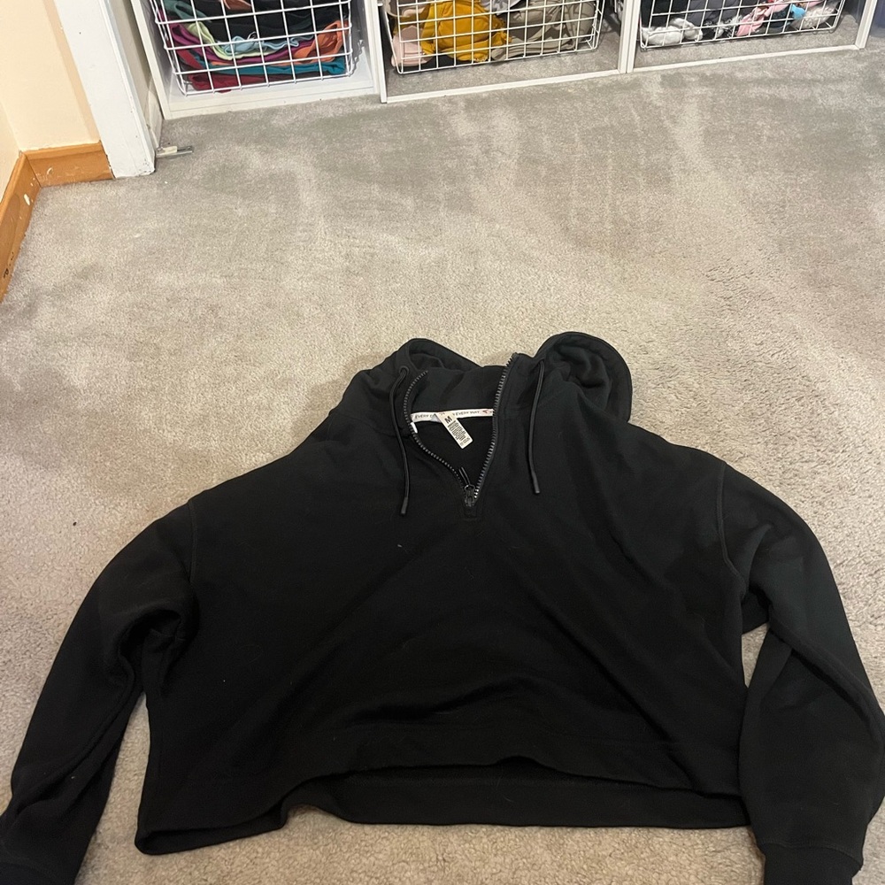 Easton Black Oversized Crop Hoodie Long Sleeve